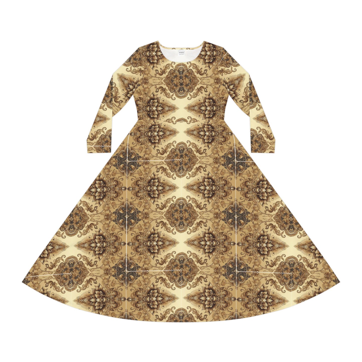 Fluid Brown Bohemian Long Sleeve Dance Dress #PY