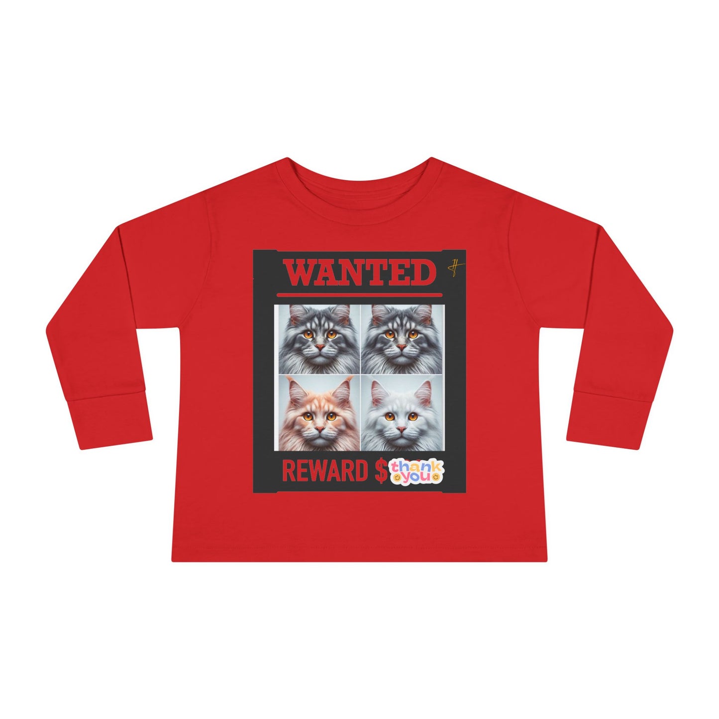 Wanted Cat Toddler Long Sleeve Tee #PY