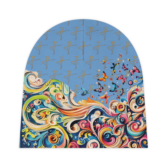 H Butterflies Baby Beanie Blue #PY