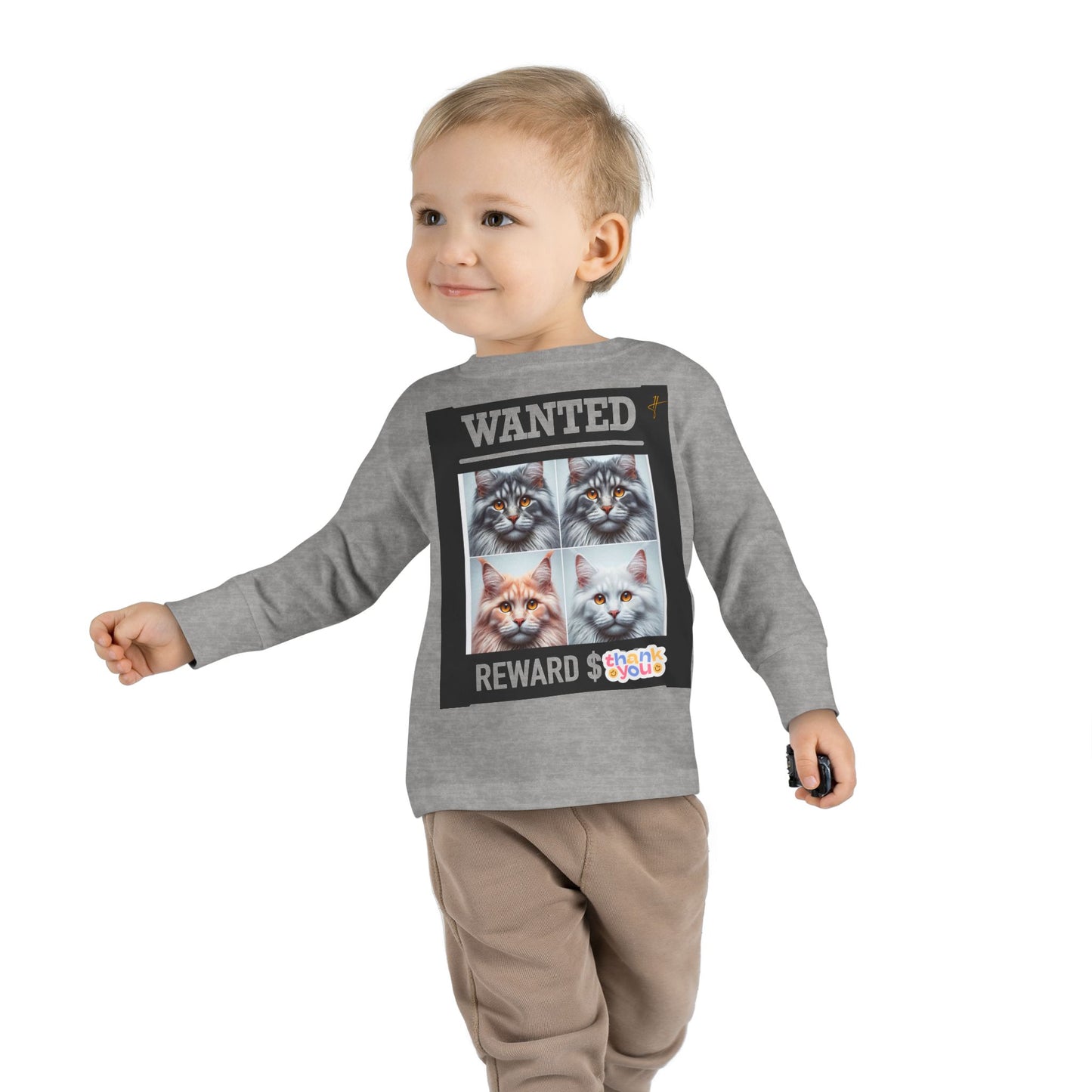 Wanted Cat Toddler Long Sleeve Tee #PY
