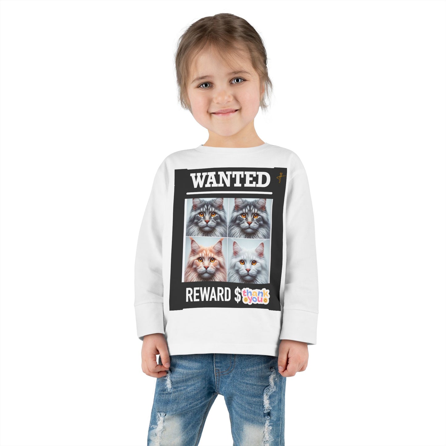 Wanted Cat Toddler Long Sleeve Tee #PY