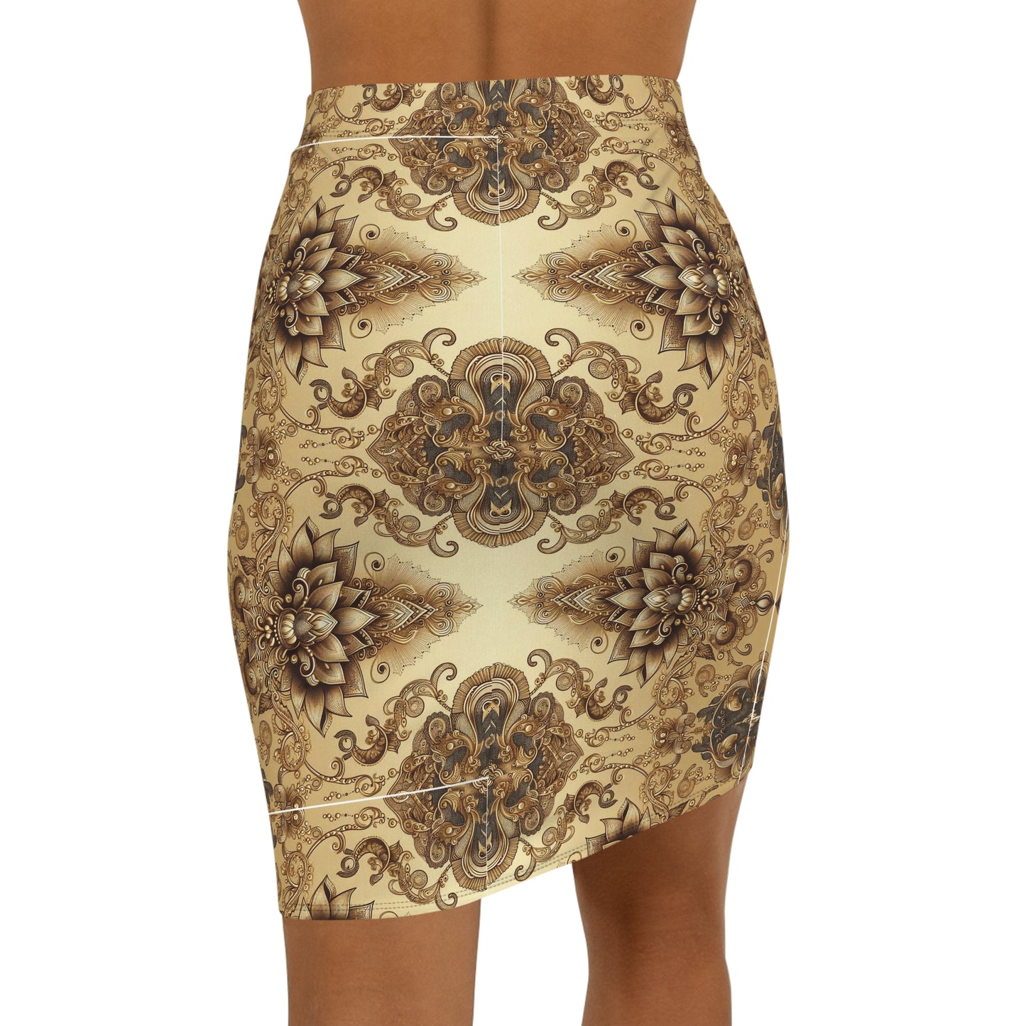 Fluid Brown Women's Mid-Waist Pencil Skirt #PY