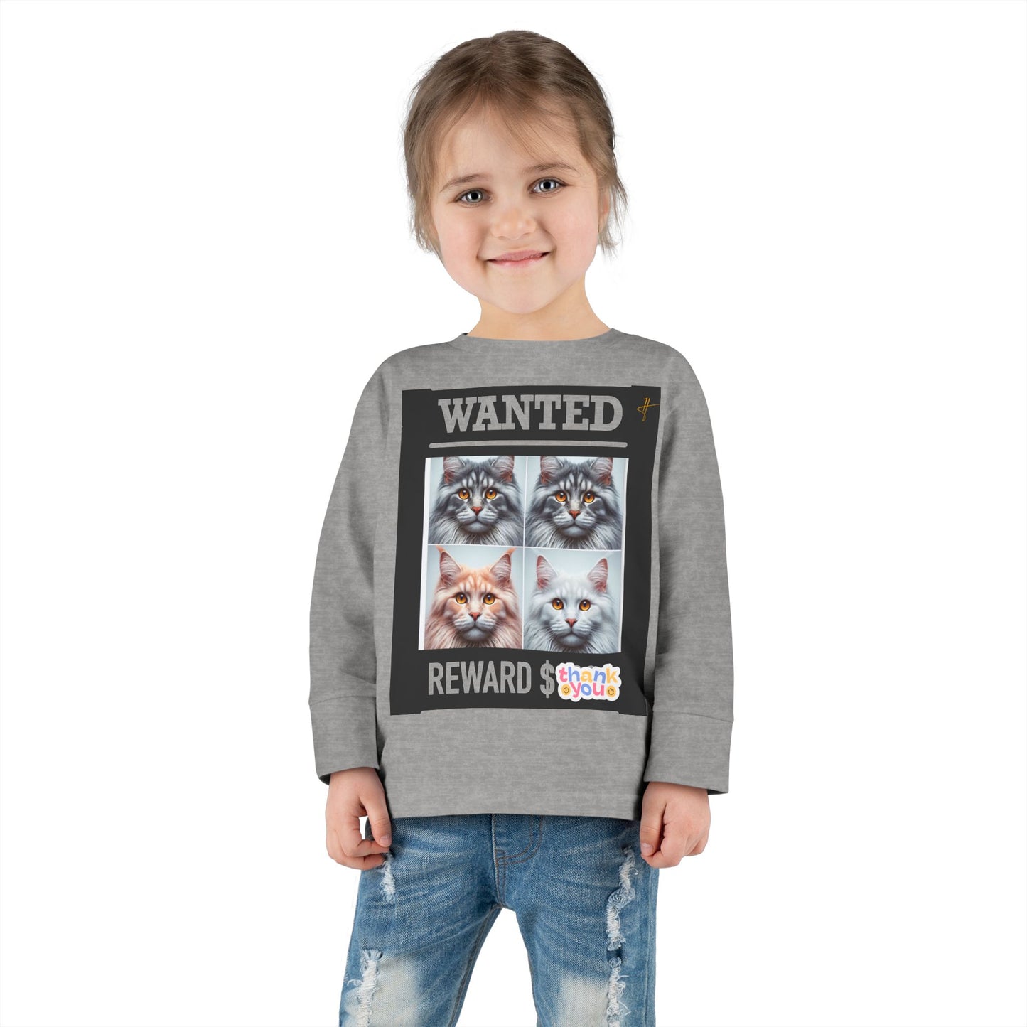 Wanted Cat Toddler Long Sleeve Tee #PY