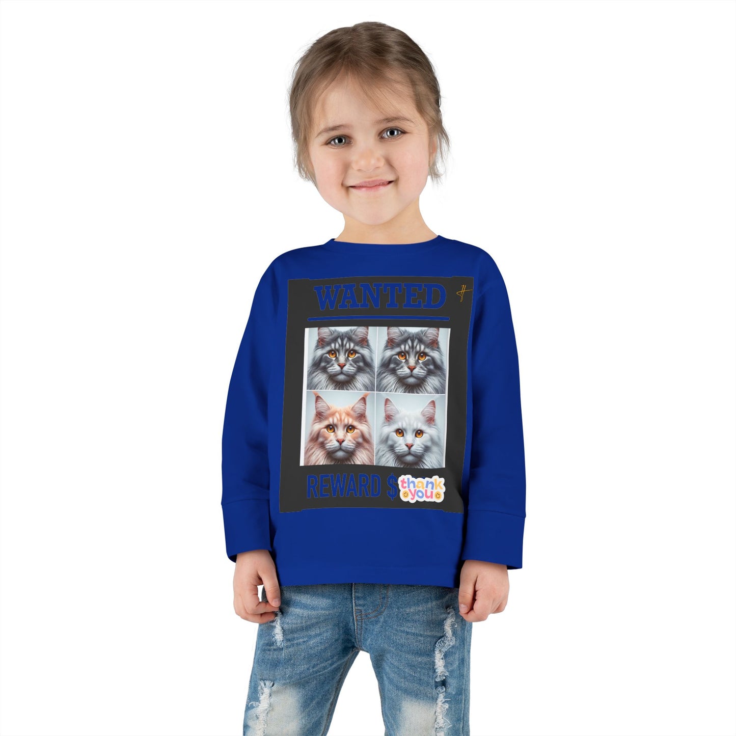 Wanted Cat Toddler Long Sleeve Tee #PY