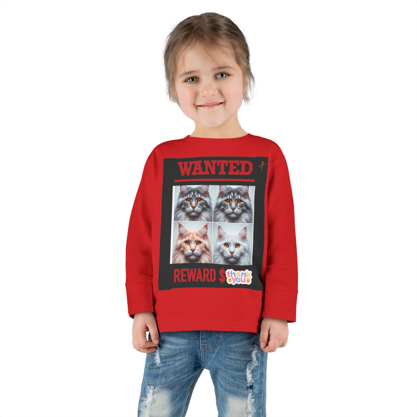 Wanted Cat Toddler Long Sleeve Tee #PY
