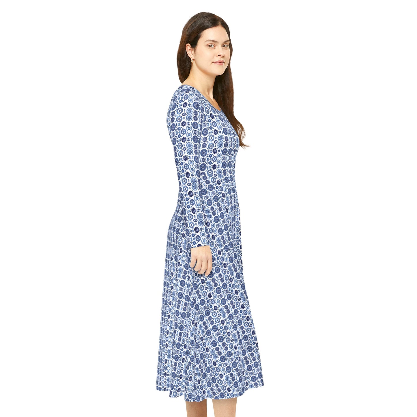 Royal Azure Chic Women's Long Sleeve Dance Dress #PY