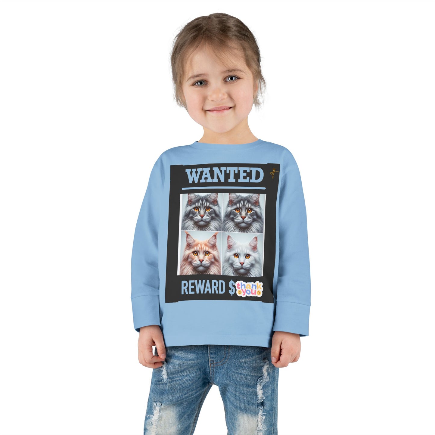 Wanted Cat Toddler Long Sleeve Tee #PY