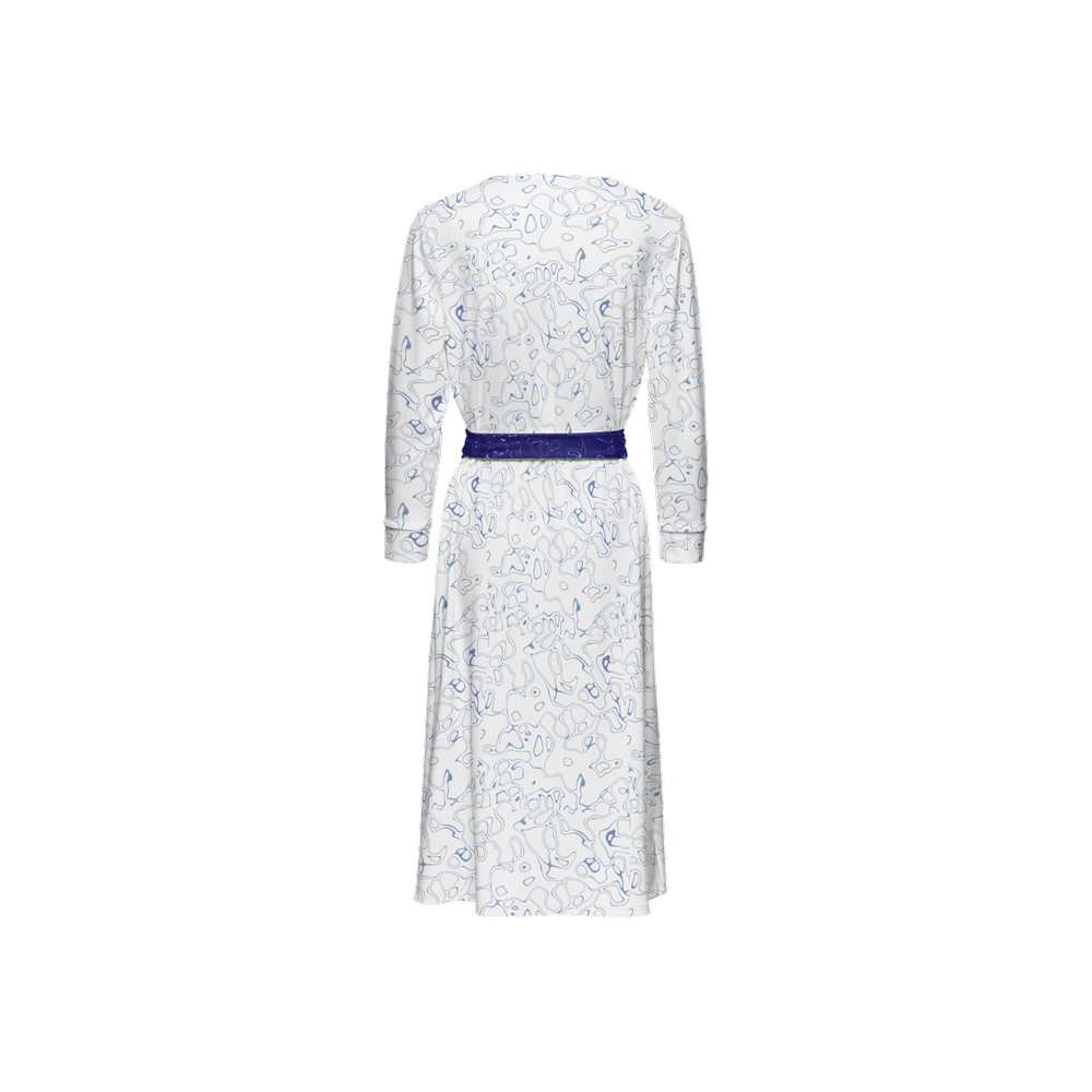 Humanchic Wave dress Wrap Dress - White/Navy