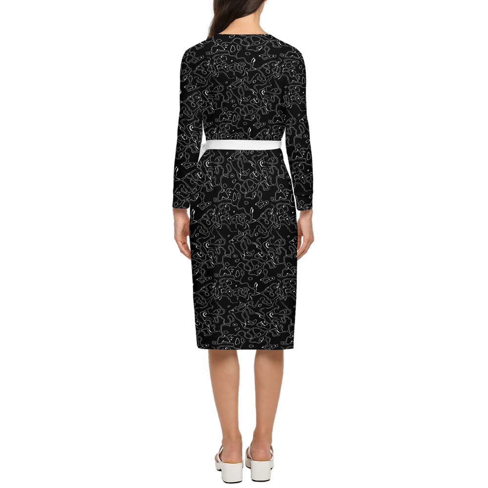 Humanchic Wave dress Wrap Dress - Black/White