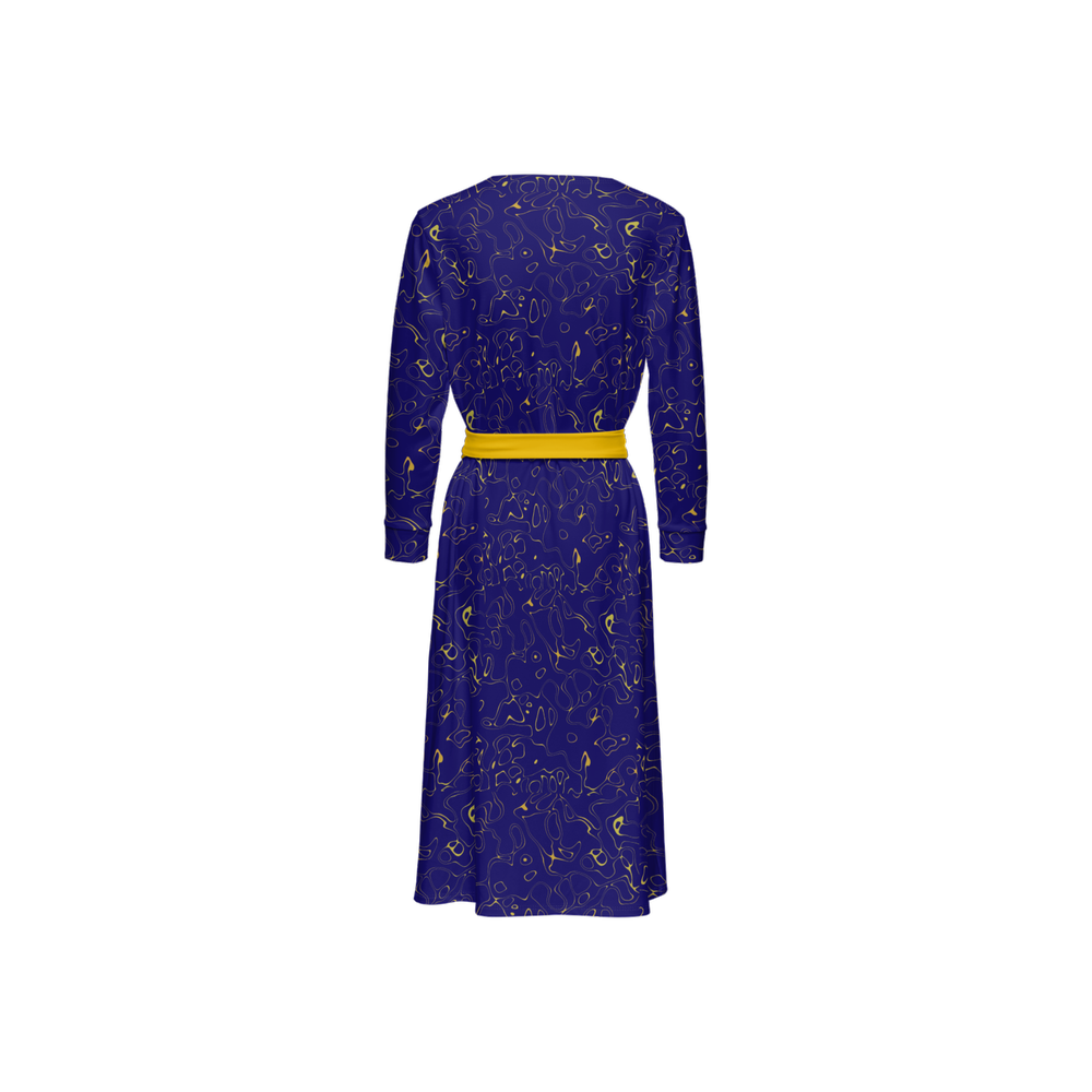 Humanchic Wave dress Wrap Dress - Navy/Gold