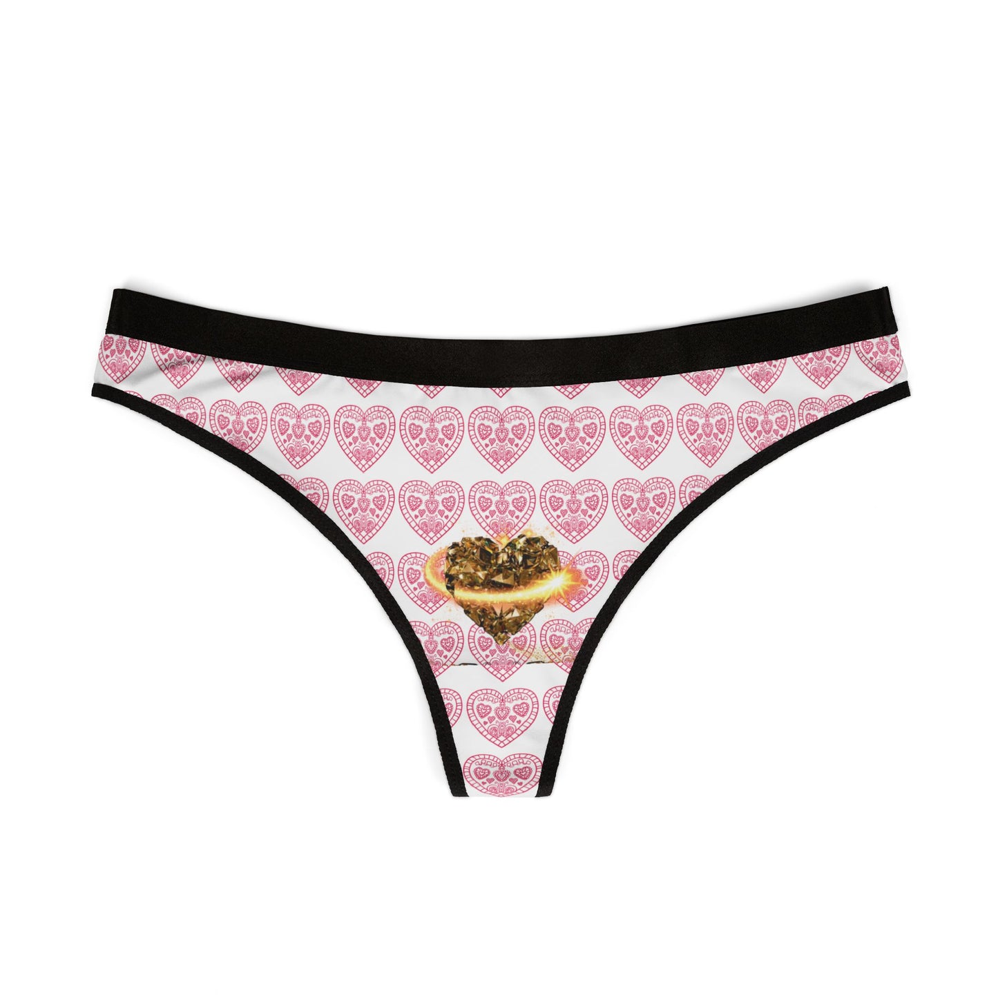 Romantic Diamond Heart Women's Thongs White #PY