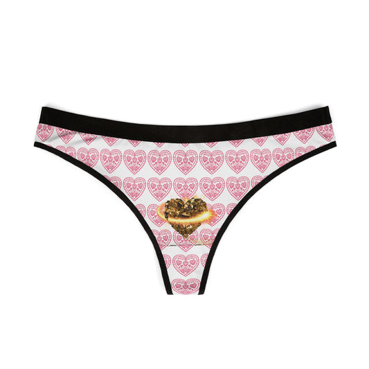 Romantic Diamond Heart Women's Thongs White #PY