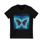 Neon Butterfly V-Neck T-Shirt for Women Nature Lovers #PY