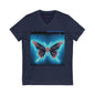 Neon Butterfly V-Neck T-Shirt for Women Nature Lovers #PY