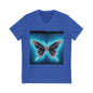 Neon Butterfly V-Neck T-Shirt for Women Nature Lovers #PY