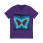 Neon Butterfly V-Neck T-Shirt for Women Nature Lovers #PY
