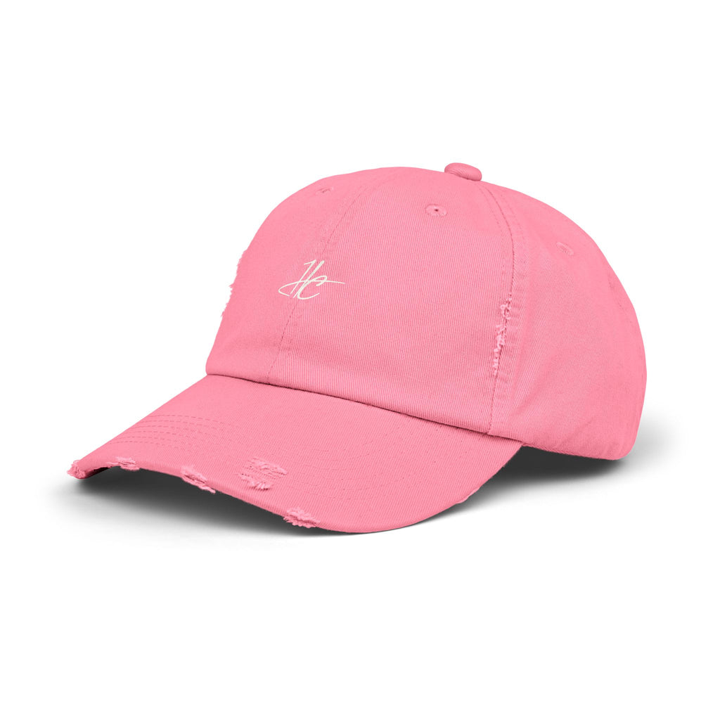 Distressed Black Cap HC Script Embroidery