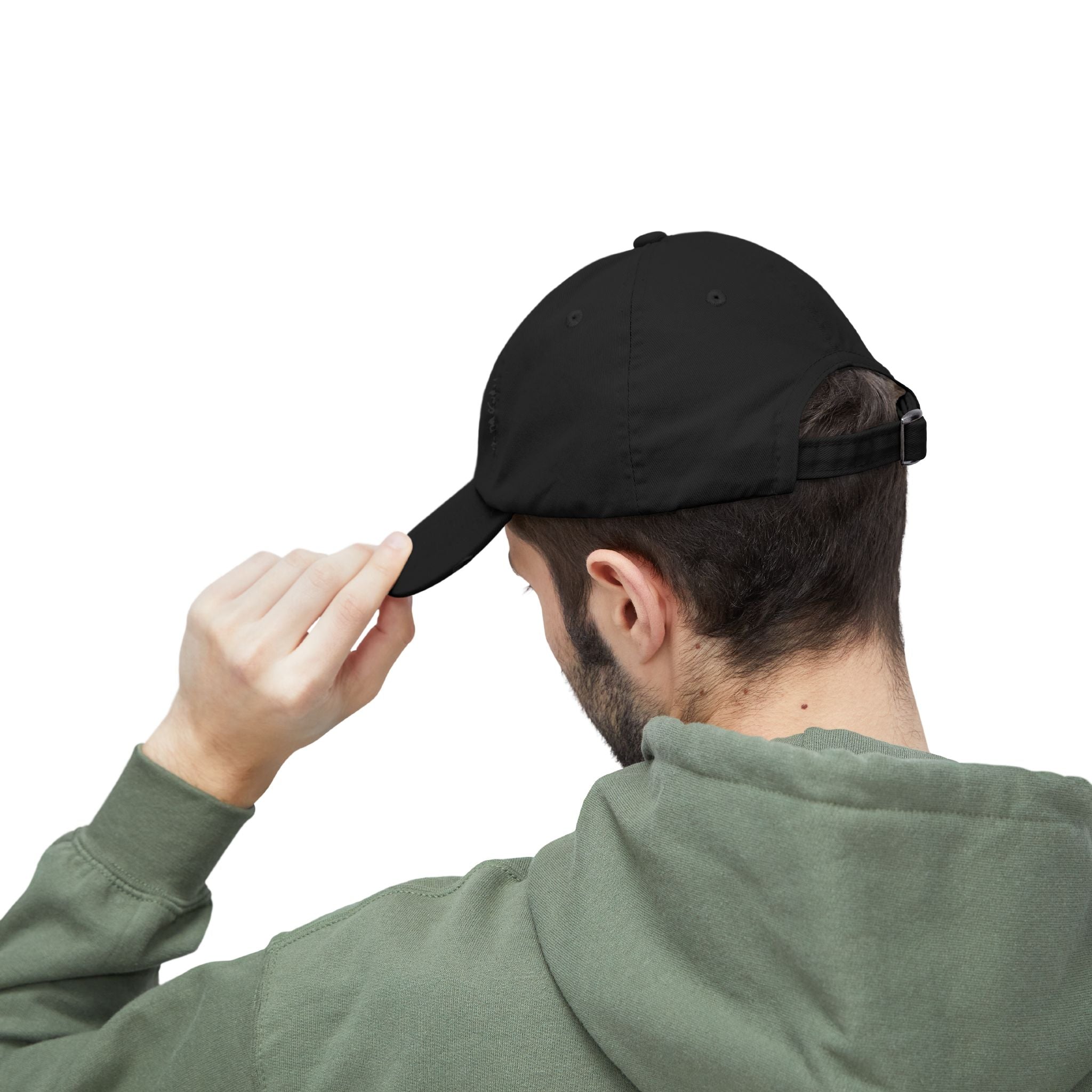 Distressed Black Cap HC Script Embroidery