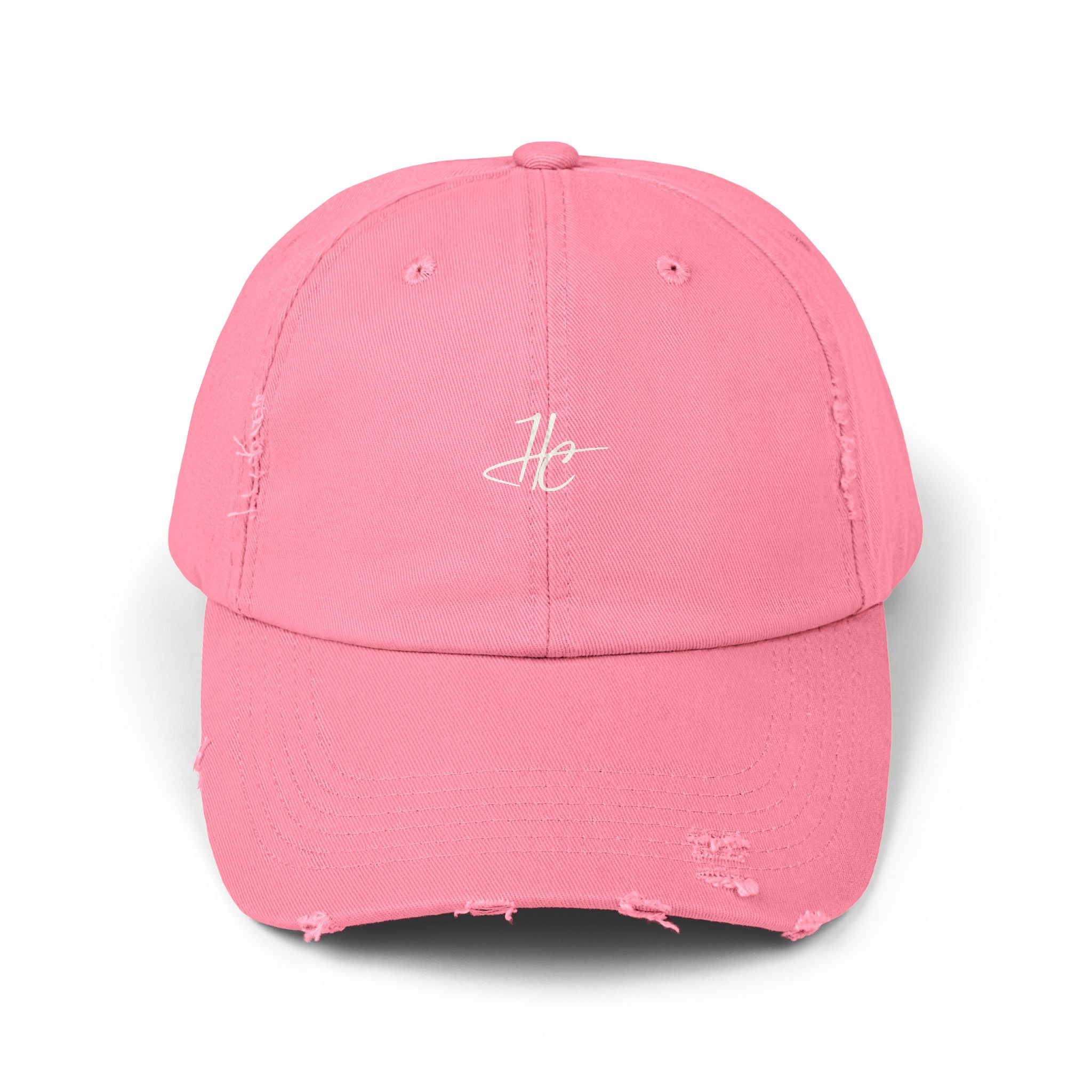 Distressed Black Cap HC Script Embroidery