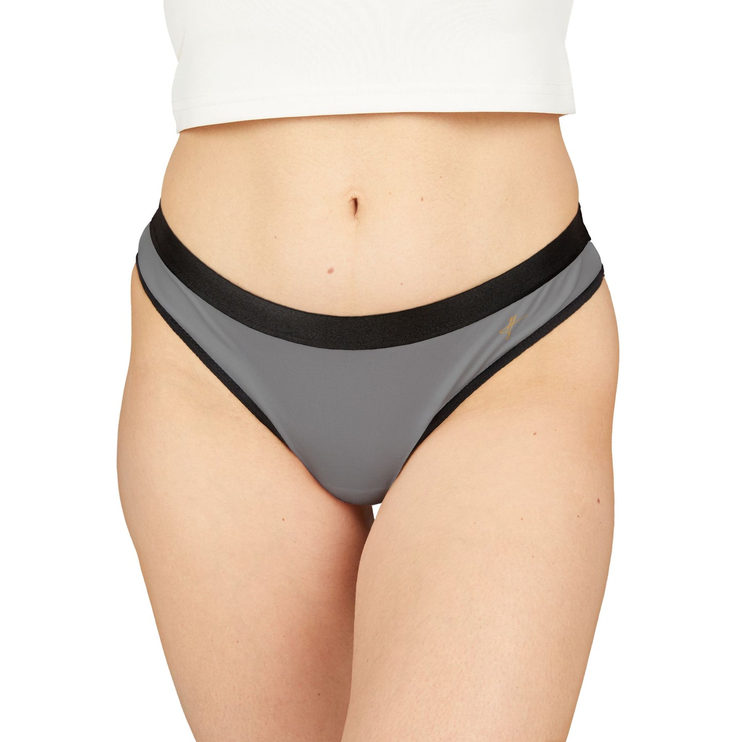 H Women's Grey Thongs Set, Stylish Underwear #PY