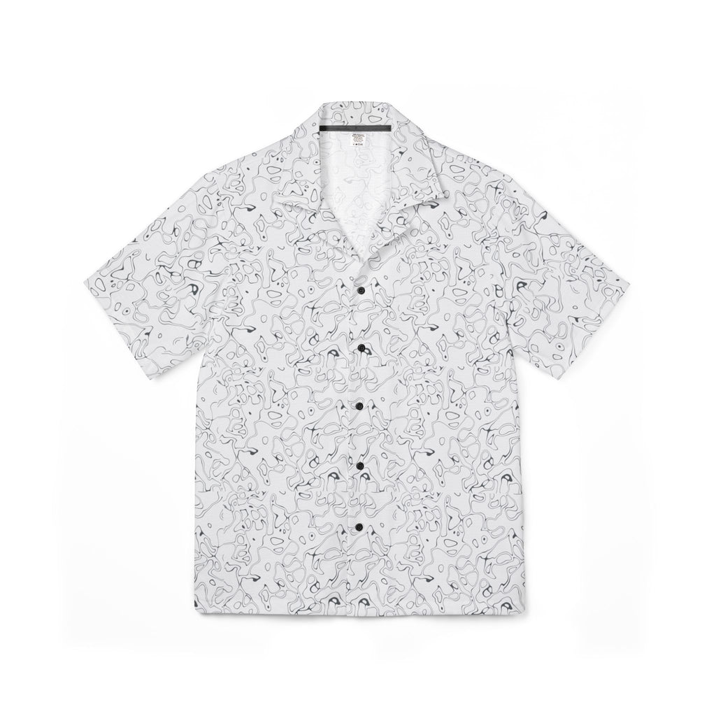 Chemise camp hawaïenne en marbre abstrait blanc pour homme