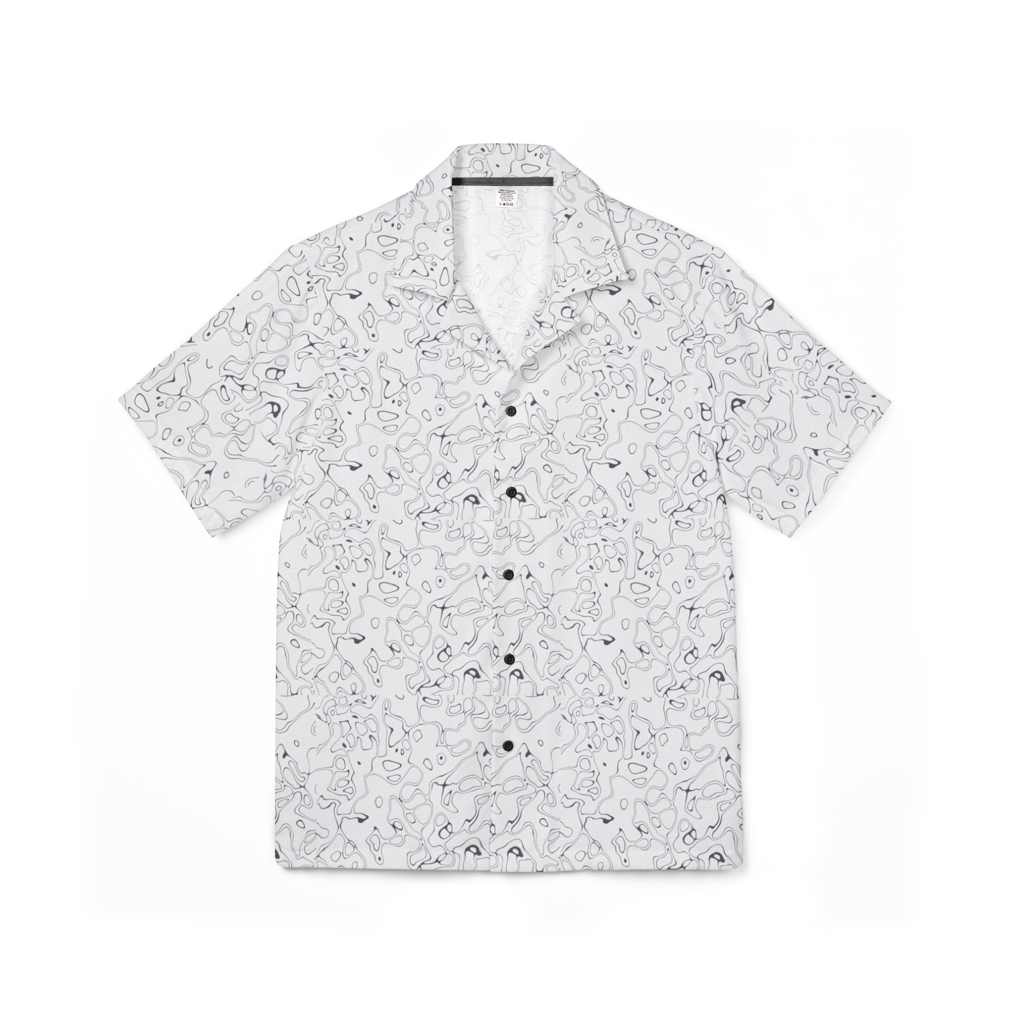 Chemise camp hawaïenne en marbre abstrait blanc pour homme