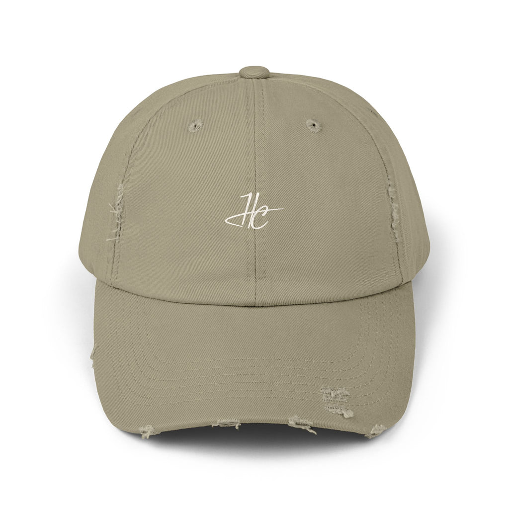 Distressed Black Cap HC Script Embroidery