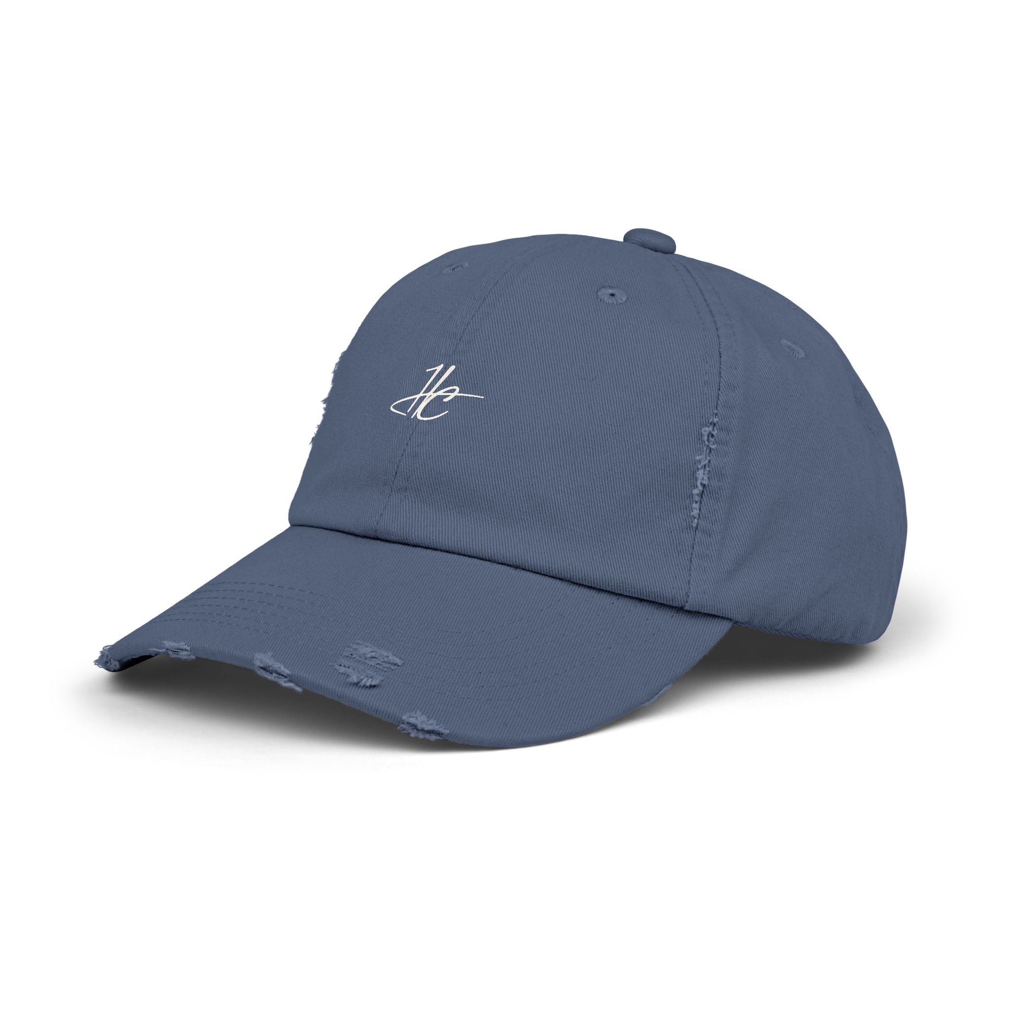 Distressed Black Cap HC Script Embroidery