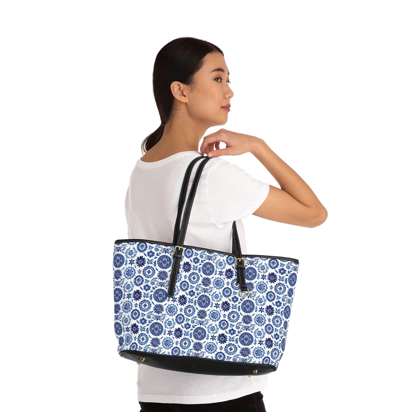 Royal Azure Leather Shoulder Bag #PY