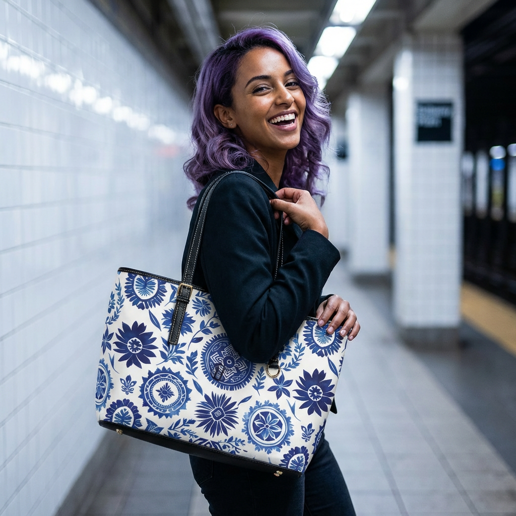 HUMANCHIC Royal Azure Leather Shoulder Bag
