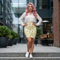 HUMANCHIC Workday Gold-Line Pencil Skirt— Women · White