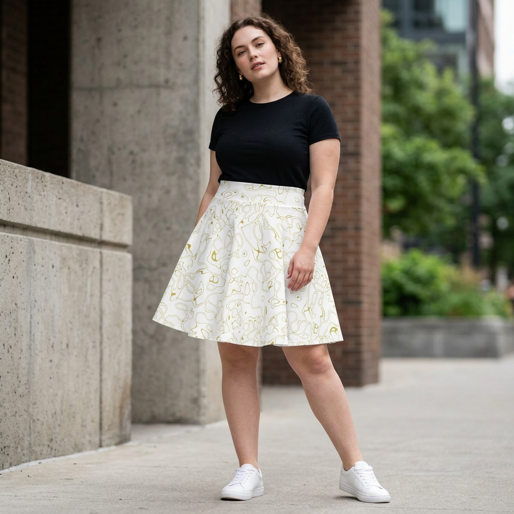 HUMANCHIC Golden Waves Skater Skirt — Women