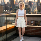 HUMANCHIC Golden Waves Skater Skirt — Women