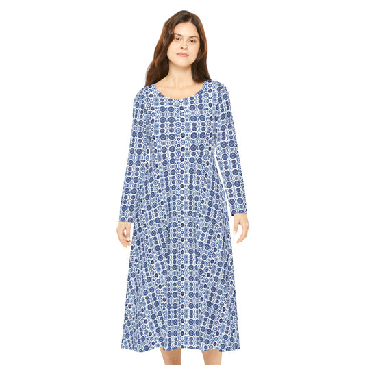 Royal Azure Chic Women's Long Sleeve Dance Dress #PY