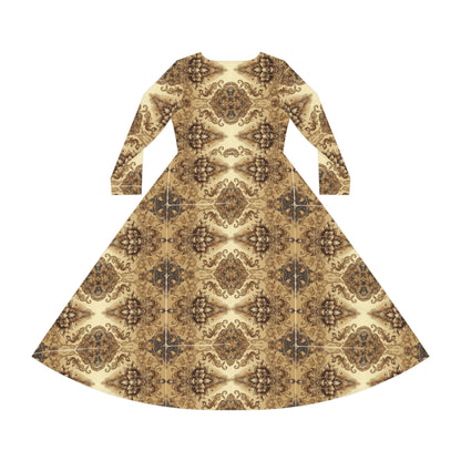 Fluid Brown Bohemian Long Sleeve Dance Dress #PY