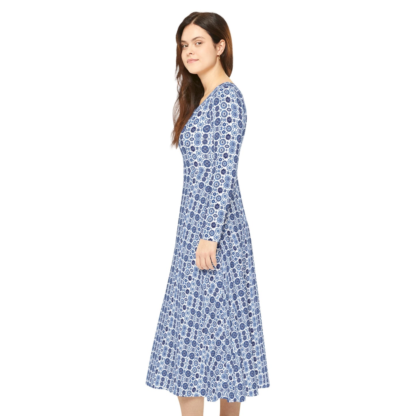 Royal Azure Chic Women's Long Sleeve Dance Dress #PY