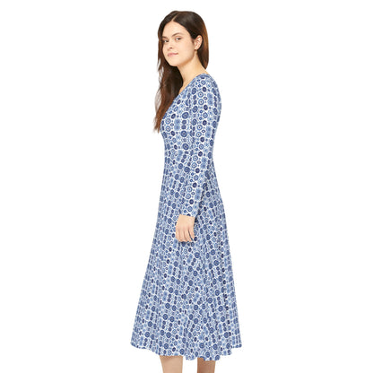 Royal Azure Chic Women's Long Sleeve Dance Dress #PY