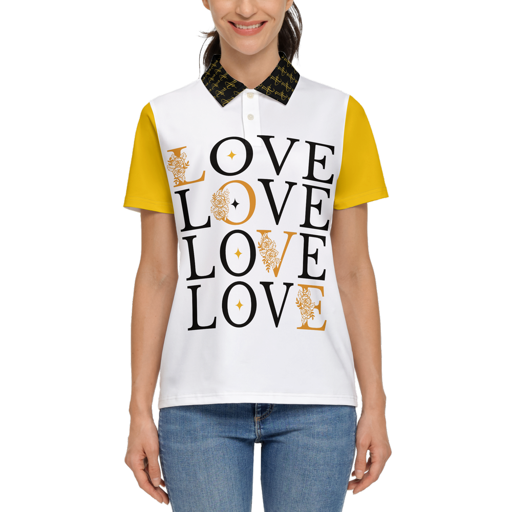 Love Women's Classic Fit Short-Sleeve Polo Shirt-Novatomato - yellow