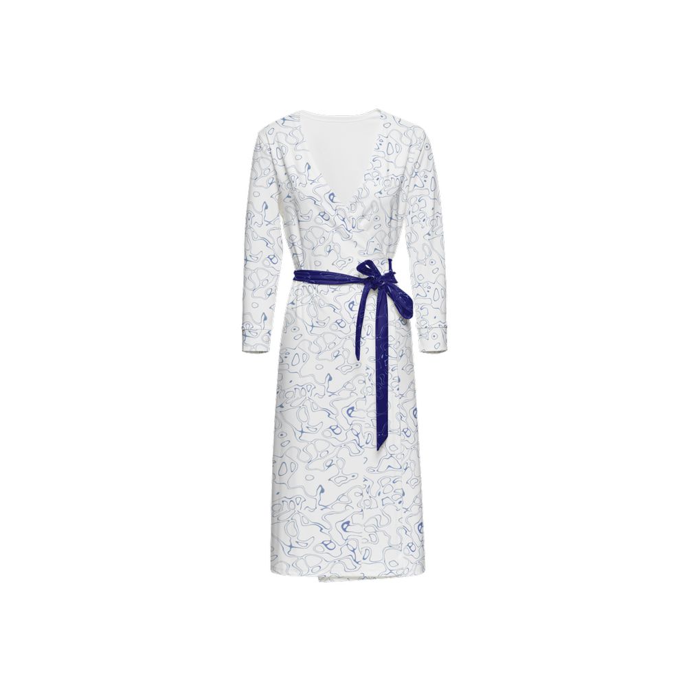 Humanchic Wave dress Wrap Dress - White/Navy