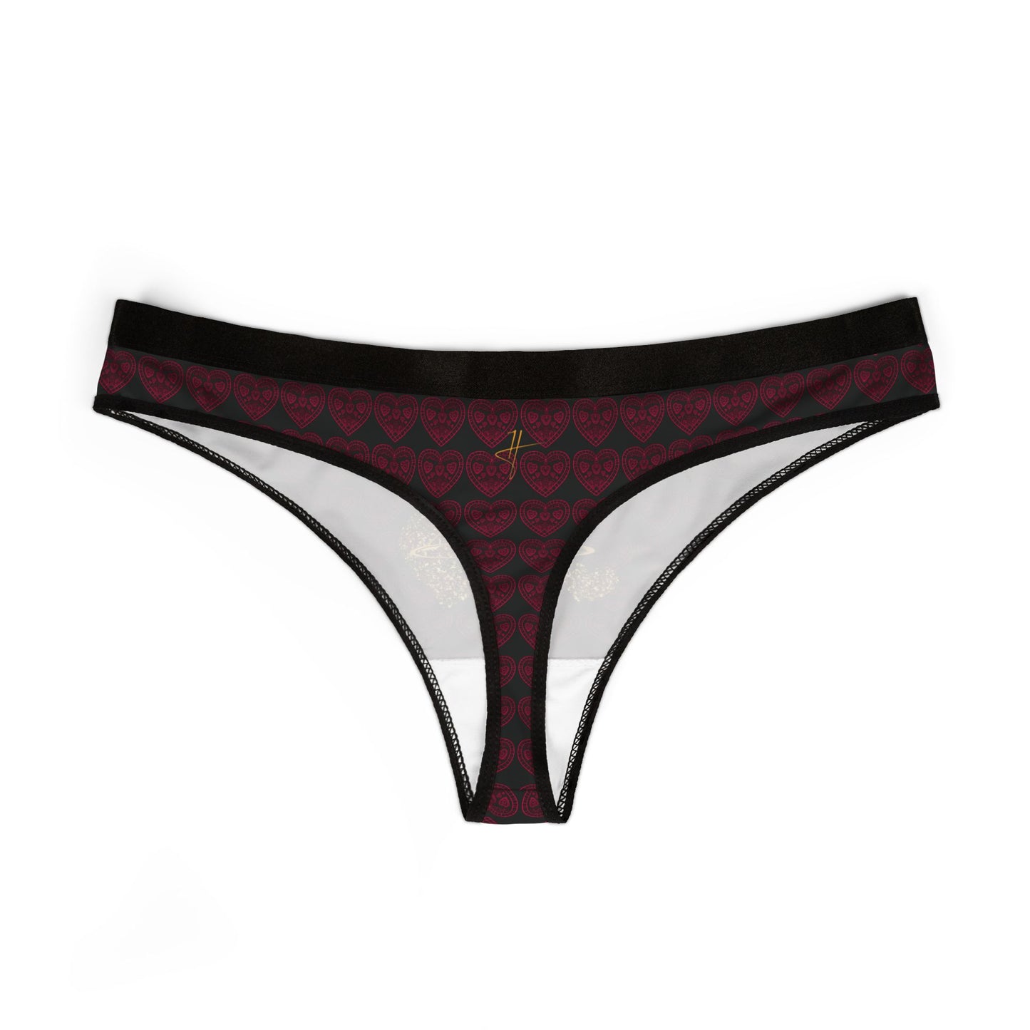 Romantic Golden Heart Women's Thongs #PY