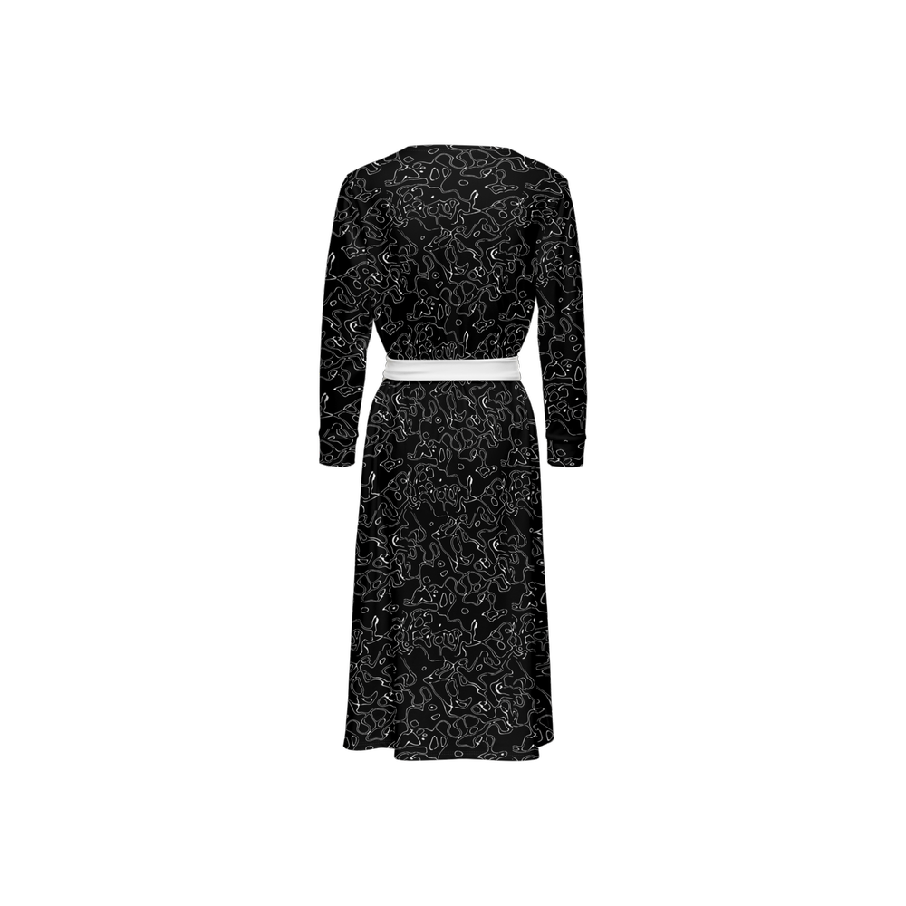 Humanchic Wave dress Wrap Dress - Black/White