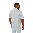 Chemise camp hawaïenne en marbre abstrait blanc pour homme