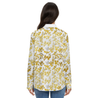 Flower Women's Classic Long Sleeve Button-Up Shirt Silky-Golden