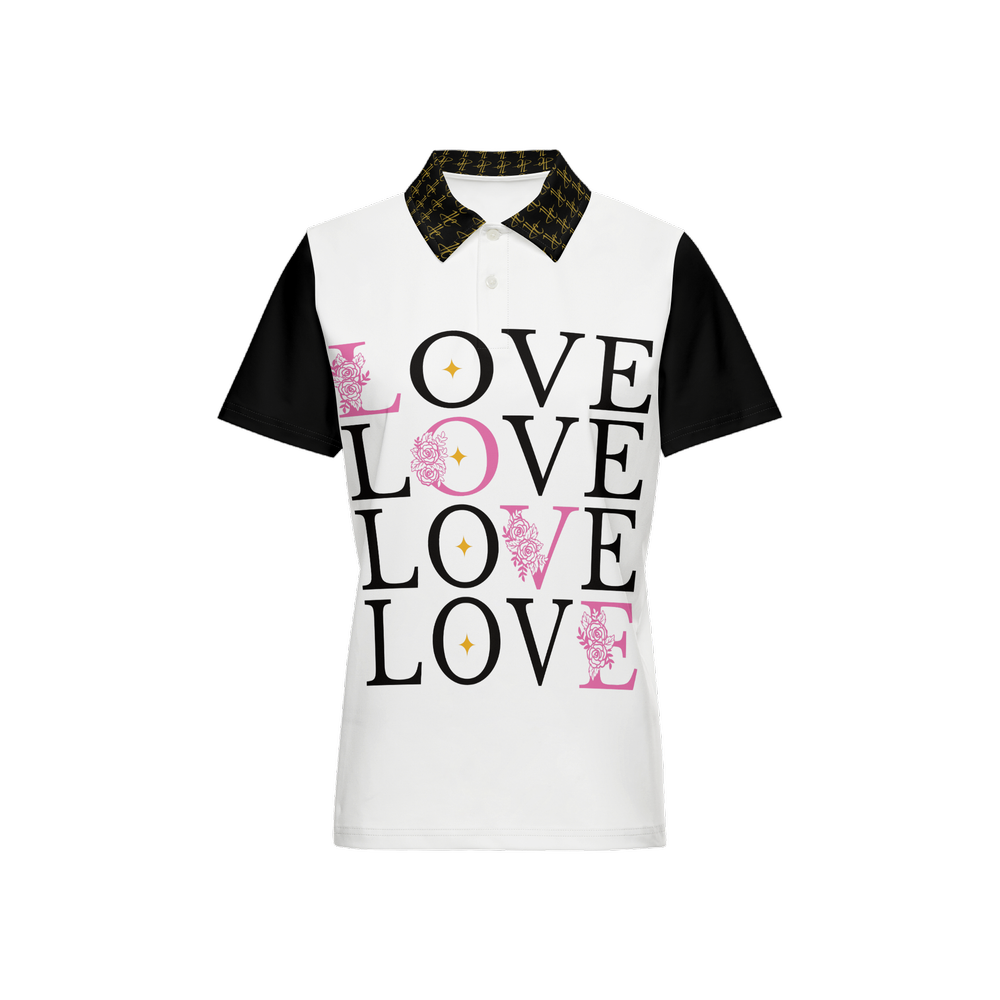 Love Women's Classic Fit Short-Sleeve Polo Shirt- White Novatomato