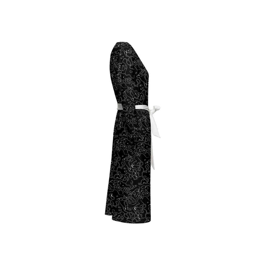 Humanchic Wave dress Wrap Dress - Black/White