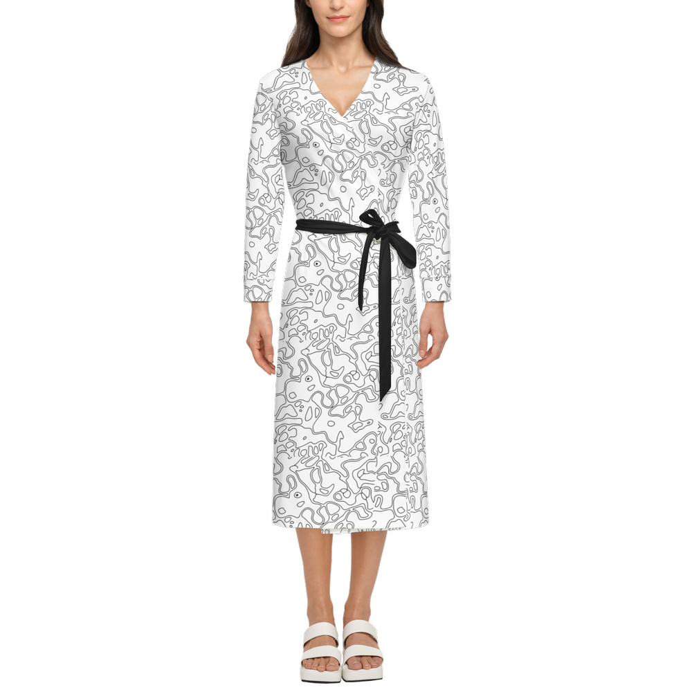 Humanchic Wave dress Wrap Dress - White/Black