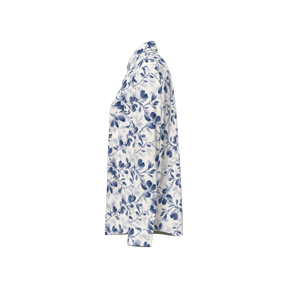 Flower Women's Classic Long Sleeve Button-Up Shirt Silky-Blue