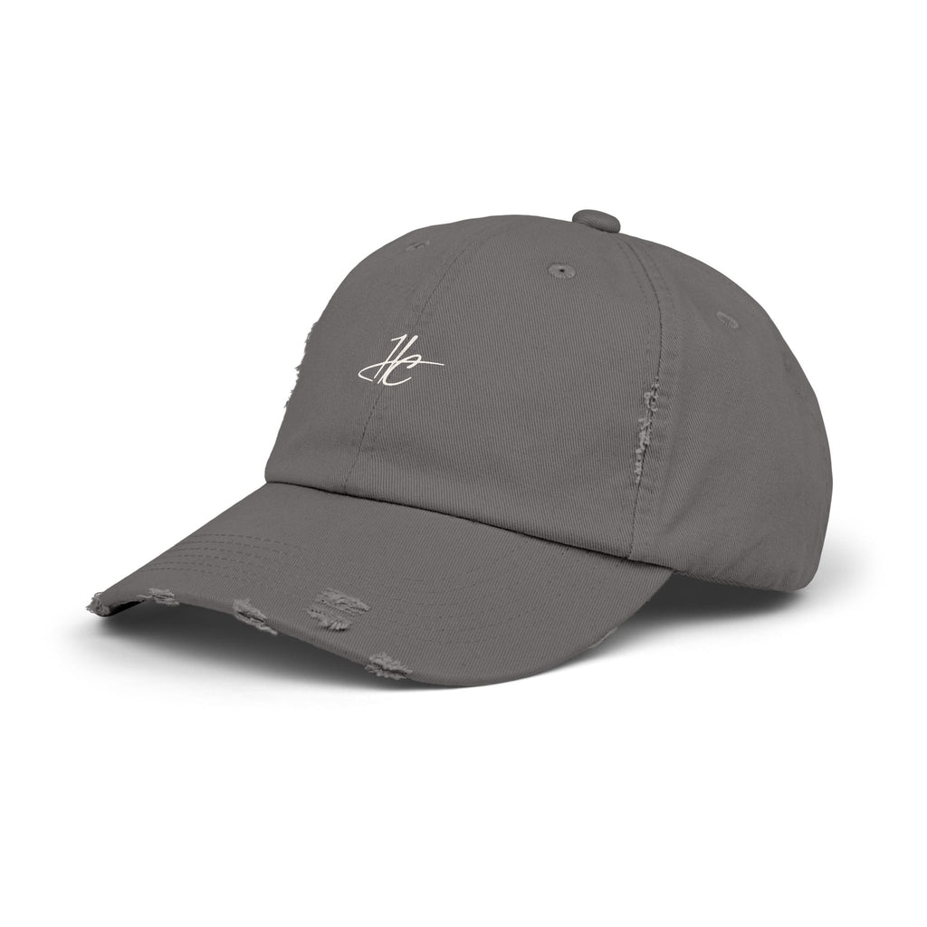 Distressed Black Cap HC Script Embroidery