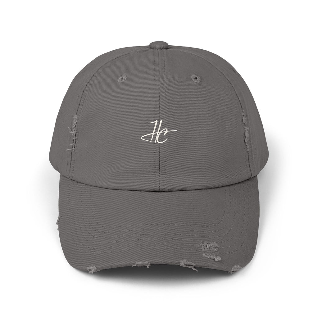 Distressed Black Cap HC Script Embroidery