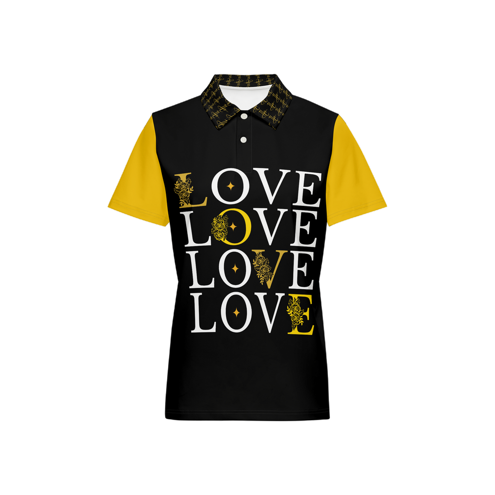 Love Women's Classic Fit Short-Sleeve Polo Shirt-Novatomato - black